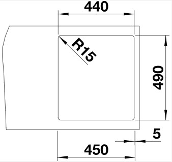 Схема встраивания 4 для мойки Blanco Zerox 400-IF/A Durinox® нержавеющая сталь полированная клапан-автомат InFino 523100