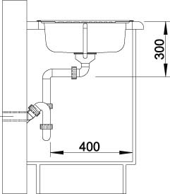 Схема встраивания 2 для мойки Blanco Tipo 45 S Mini нержавеющая сталь микротекстура 516525