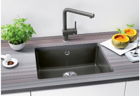 Мойка Blanco SUBLINE 500-U керамика отводная арматура InFino® глянцевая магнолия клапан-автомат InFino 523734 фото 2