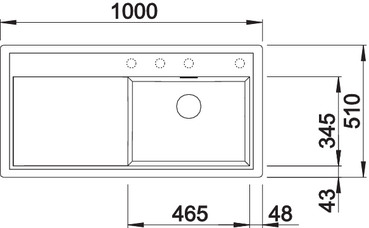 Схема встраивания 1 для мойки Blanco ZENAR XL 6 темная скала чаша справа клапан-автомат InFino 523945