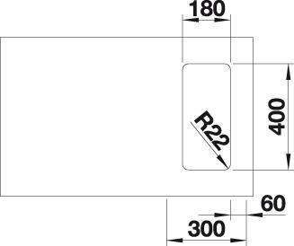 Схема встраивания 4 для мойки Blanco Andano 180-U нержавеющая сталь клапан-автомат InFino 522952