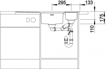 Схема встраивания 2 для мойки Blanco Axis 6 II S-IF Steamer Edition нержавеющая сталь чаша слева 516534