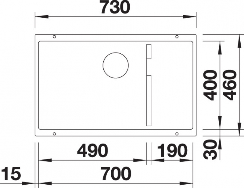 Схема встраивания 1 для мойки Blanco SUBLINE 700-U Level SILGRANIT жасмин клапан-автомат InFino 523543