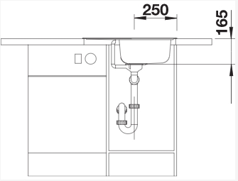 Схема встраивания 3 для мойки Blanco Tipo 45 S Mini нержавеющая сталь микротекстура 516525