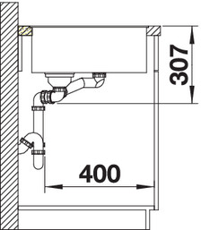 Схема встраивания 5 для мойки Blanco AXIA III 6 S-F жасмин чаша справа клапан-автомат InFino 523493