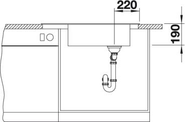Схема встраивания 3 для мойки Blanco Elon XL 8 S алюметаллик клапан-автомат InFino 524862