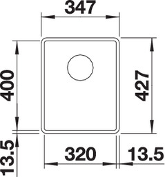 Схема встраивания 1 для мойки Blanco SUBLINE 320-F темная скала клапан-автомат InFino 523417