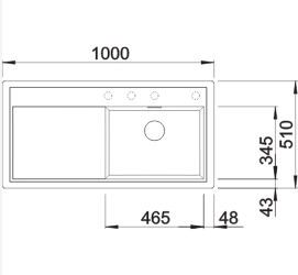 Схема встраивания 1 для мойки Blanco ZENAR XL 6 S серый бежевый чаша слева клапан-автомат InFino 524007