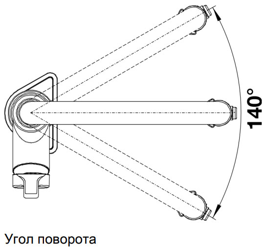 Схема встраивания 3 для смесителя Blanco SOLENTA-S Senso Рычаг управления слева нержавеющая сталь 523127