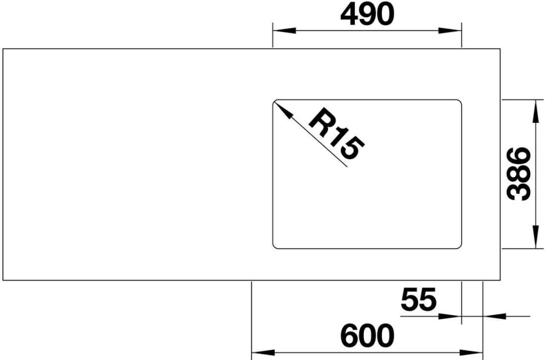 Схема встраивания 4 для мойки Blanco Etagon 500-U PuraPlus базальт клапан-автомат InFino 525154