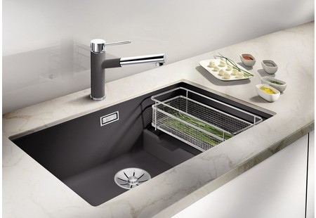 Мойка Blanco SUBLINE 700-U Level SILGRANIT темная скала чаша слева клапан-автомат InFino 523539 фото 11