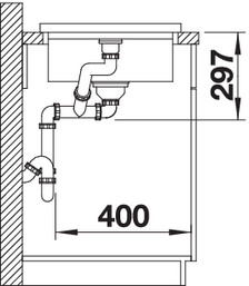 Схема встраивания 2 для мойки Blanco ADON XL 6S SILGRANIT бетон клапан-автомат InFino 525298