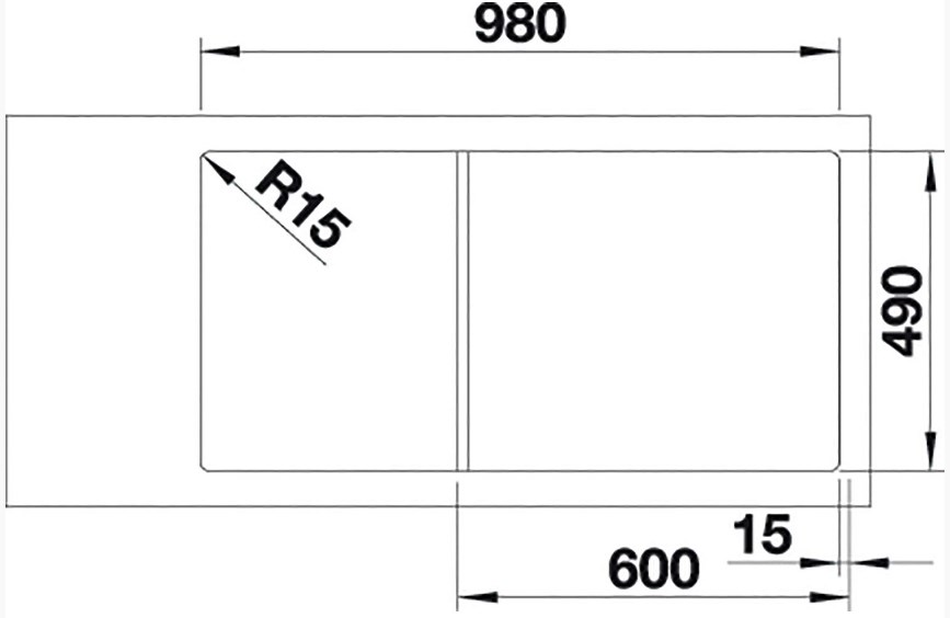 Схема встраивания 4 для мойки Blanco AXIA III 6 S кофе чаша справа клапан-автомат InFino 523482