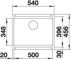 Схема встраивания 1 для мойки Blanco Etagon 500-U PuraPlus черный клапан-автомат InFino 525155
