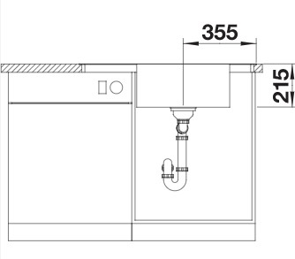 Схема встраивания 3 для мойки Blanco Andano XL 6S-IF Compact нержавеющая сталь полированная клапан-автомат InFino 523001