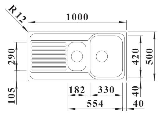 Схема встраивания 4 для мойки Blanco Tipo II 6 S нержавеющая сталь матовая 526620