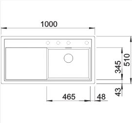 Схема встраивания 1 для мойки Blanco ZENAR XL 6 S темная скала чаша справа клапан-автомат InFino 523965