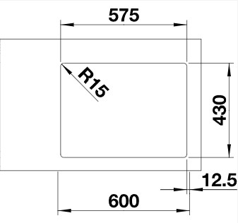 Схема встраивания 2 для мойки Blanco Andano 340/180-IF нержавеющая сталь полированная чаша слева клапан-автомат InFino 522975