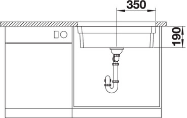Схема встраивания 3 для мойки Blanco Etagon 700-U нержавеющая сталь клапан-автомат InFino 524270