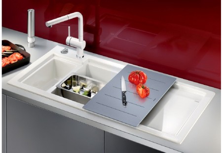 Мойка Blanco Axon II 6 S черный чаша слева клапан-автомат InFino 524150 фото 4