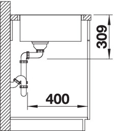 Схема встраивания 2 для мойки Blanco ARTAGO 6-IF/A антрацит клапан-автомат InFino 521766