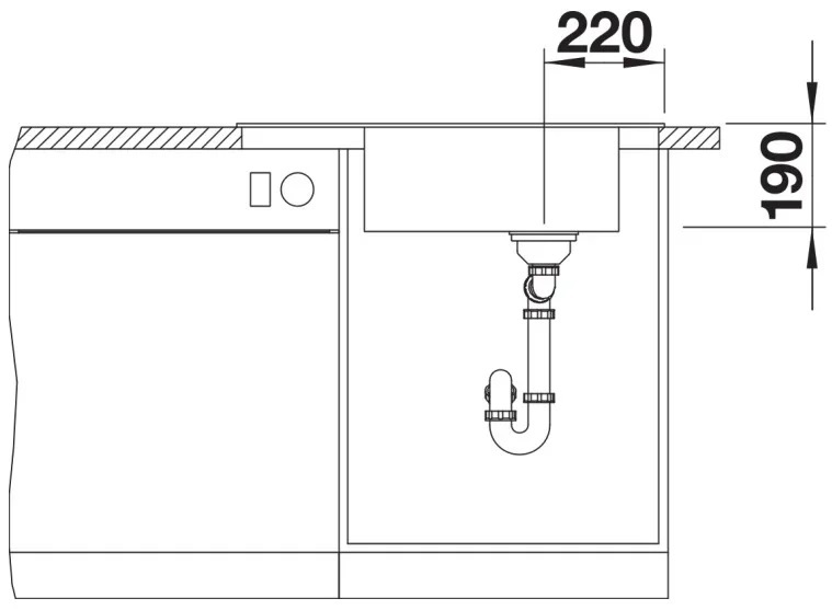 Схема встраивания 4 для мойки Blanco Elon XL 6S мягкий белый клапан-автомат InFino 527070