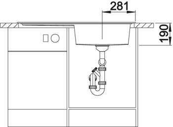 Схема встраивания 3 для мойки Blanco ZENAR XL 6 антрацит чаша справа клапан-автомат InFino 523944
