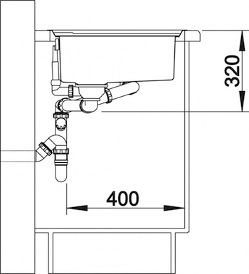 Схема встраивания 3 для мойки Blanco Axis 6 II S-IF Steamer Edition нержавеющая сталь чаша слева 516534