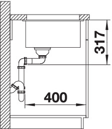 Схема встраивания 2 для мойки Blanco Etagon 700-U SILGRANIT® PuraDur® серый бежевый клапан-автомат InFino 525174