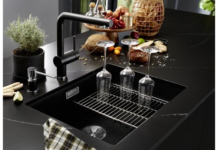 Мойка Blanco SUBLINE 500-U SILGRANIT черный клапан-автомат InFino 526340 фото 4