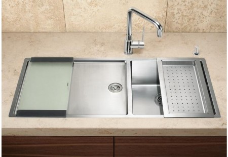 Мойка Blanco Claron 400/550-T-IF/N чаша справа нержавеющая сталь полированная 521600 фото 2