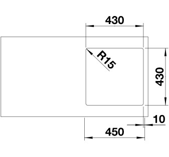Схема встраивания 4 для мойки Blanco Andano 400-IF нержавеющая сталь клапан-автомат InFino 522957
