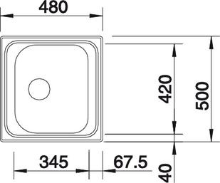 Схема встраивания 1 для мойки Blanco Tipo 45-C нержавеющая сталь полированная 525320