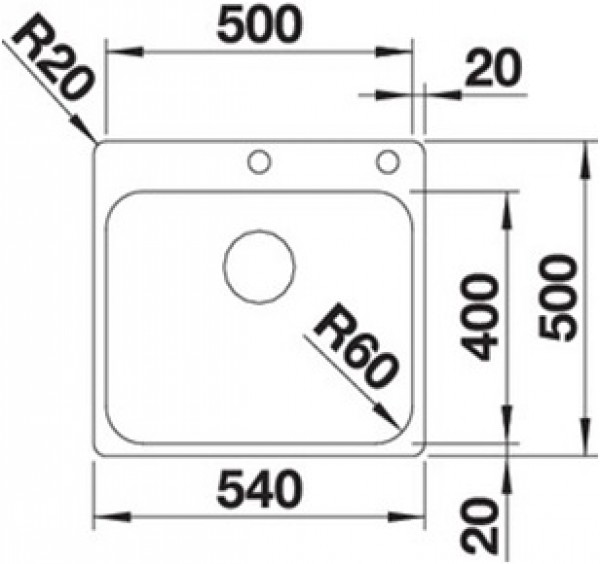 Схема встраивания 1 для мойки Blanco Supra 500-IF/A нержавеющая сталь полированная 526355
