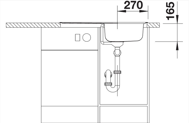 Схема встраивания 3 для мойки Blanco Tipo 45 S Compact нержавеющая сталь микротекстура 513675
