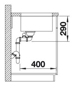 Схема встраивания 3 для мойки Blanco Andano 500/180-U нержавеющая сталь полированная чаша слева 520829