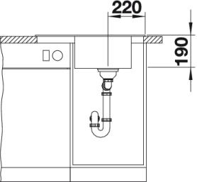Схема встраивания 3 для мойки Blanco Elon 45S жасмин клапан-автомат InFino 524819