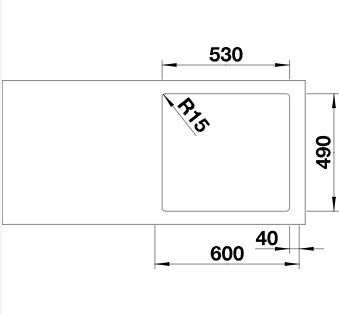 Схема встраивания 4 для мойки Blanco Etagon 500-IF/A нержавеющая сталь полированная клапан-автомат InFino 521748