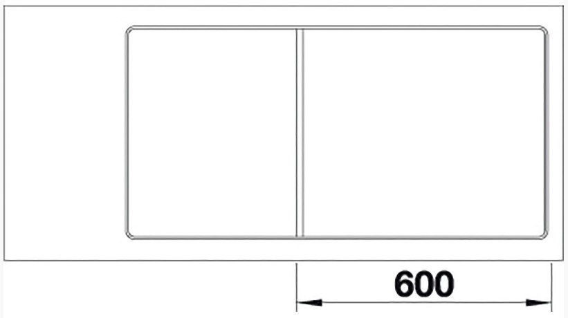 Схема встраивания 2 для мойки Blanco AXIA III 6 S-F белый чаша справа клапан-автомат InFino 523486