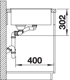 Схема встраивания 3 для мойки Blanco AXIA III 6 S антрацит чаша справа клапан-автомат InFino 523462