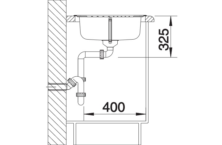 Схема встраивания 4 для мойки Blanco Tipo 45 S Compact нержавеющая сталь микротекстура 513675