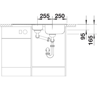 Схема встраивания 3 для мойки Blanco Tipo 6S Basic нержавеющая сталь матовая 512303
