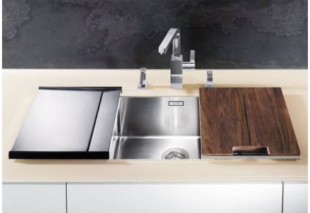 Мойка Blanco Claron 500-U Durinox® отводная арматура InFino® нержавеющая сталь полированная клапан-автомат InFino 523386 фото 3