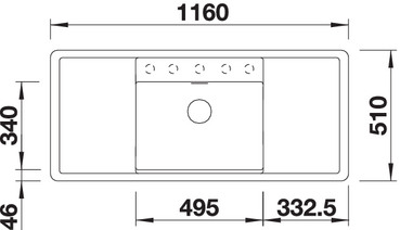 Схема встраивания 1 для мойки Blanco ALAROS 6S жемчужный клапан-автомат InFino 523627