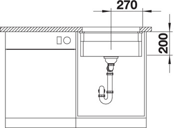 Схема встраивания 3 для мойки Blanco Etagon 500-U PuraPlus базальт клапан-автомат InFino 525154