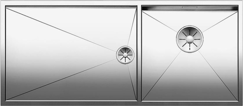 Мойка Blanco Zerox 400/550-T-IF/N нержавеющая сталь полированная клапан-автомат InFino 521604 фото 1