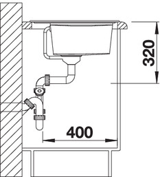 Схема встраивания 2 для мойки Blanco ZENAR XL 6 жасмин чаша справа клапан-автомат InFino 523949