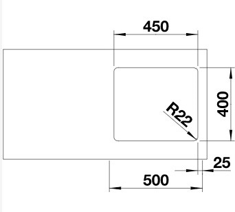 Схема встраивания 4 для мойки Blanco Andano 450-U нержавеющая сталь с зеркальной полировкой клапан-автомат InFino 522963