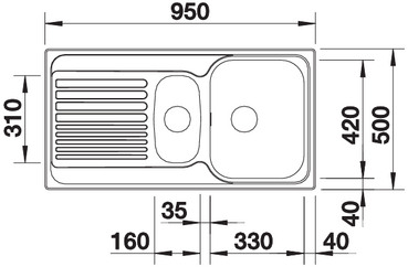 Схема встраивания 1 для мойки Blanco Tipo 6S нержавеющая сталь матовая 511929