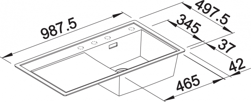 Схема встраивания 4 для мойки Blanco ZENAR XL 6S-F белый чаша справа 523889
